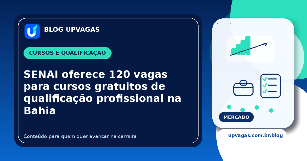 SENAI oferece 120 vagas para cursos gratuitos de qualificação profissional na Bahia